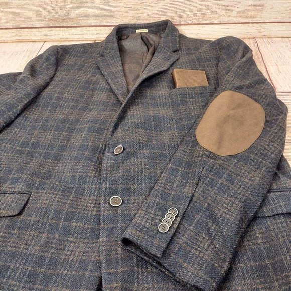 Joseph Abboud Men 100% Wool Blazer 2 Button Jacket Brown Sport Coat Elbow Patch - Picture 6 of 14